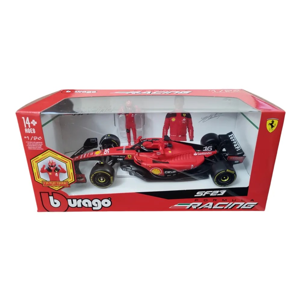 Bburago 1/24 2023 Ferrari SF-23 Charles Leclerc Formula 1 Model with Pilot Figure