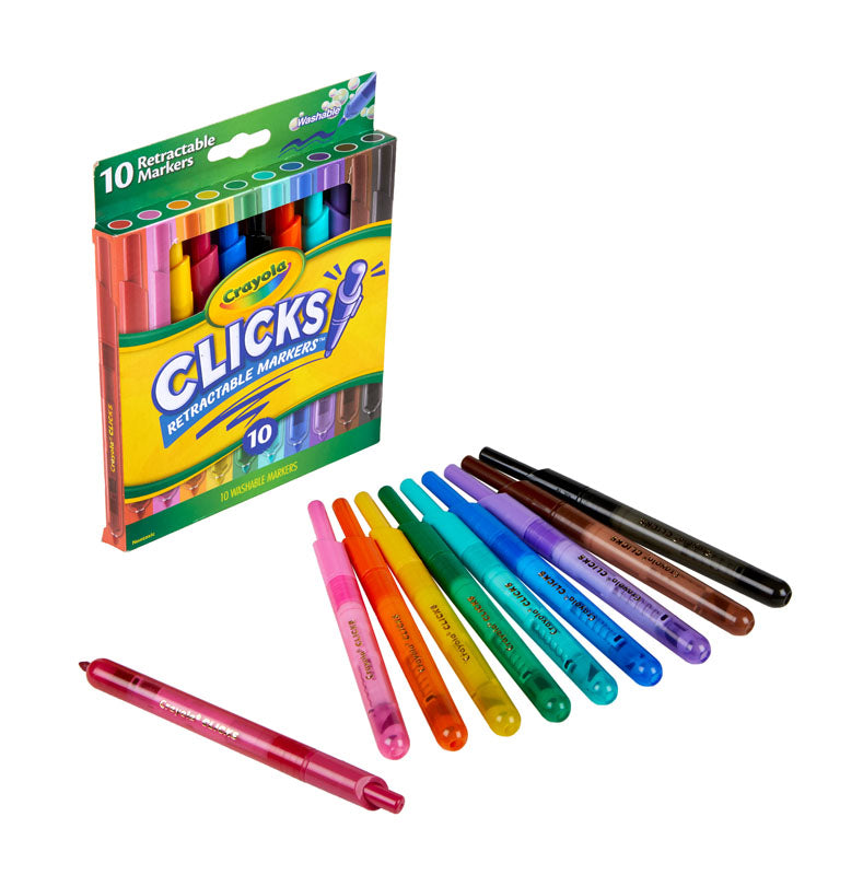 Crayola 10ct Clicks Retractable Markers: Washable Fine Point,