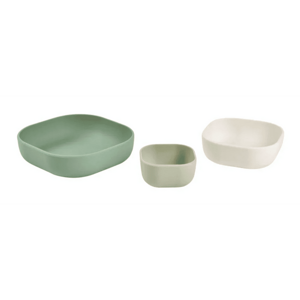 Béaba Silicone Stackable Bowls Pack of 3 4M+ – Frosty Green / Cotton / Misty Green