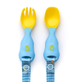 Bibado Handi Cutlery Attachable Spoon & Fork Set – Speedy Dinos Turquoise | 6M+