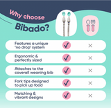 Bibado Handi Cutlery Attachable Weaning Spoon & Fork Set – Woodland Friends Grey | 6M+