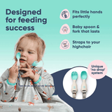 Bibado Handi Cutlery Attachable Weaning Spoon & Fork Set – Woodland Friends Grey | 6M+
