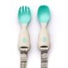 Bibado Handi Cutlery Attachable Weaning Spoon & Fork Set – Woodland Friends Grey | 6M+