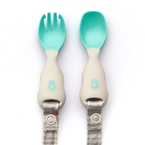 Bibado Handi Cutlery Attachable Weaning Spoon & Fork Set – Woodland Friends Grey | 6M+