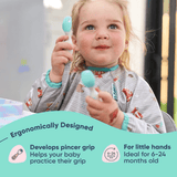 Bibado Handi Cutlery Attachable Weaning Spoon & Fork Set – Woodland Friends Grey | 6M+