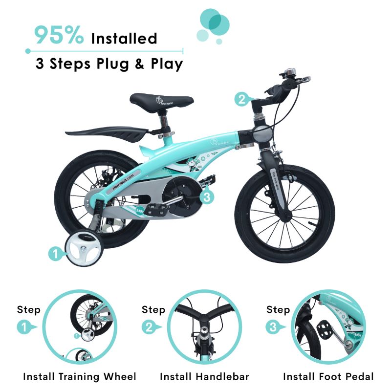 R For Rabbit Bicycle Tiny Toes Jazz 14 Inch Blue