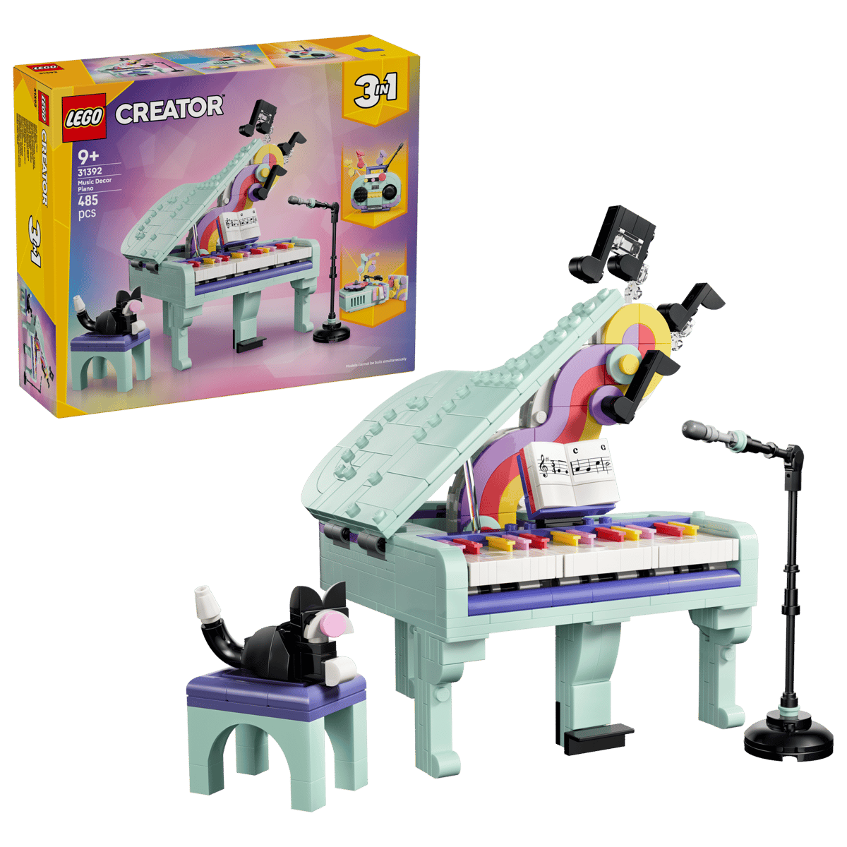 LEGO Creator 3 in 1 Music Decor Piano with Cat 485 Pieces 9Y+ – Multicolor