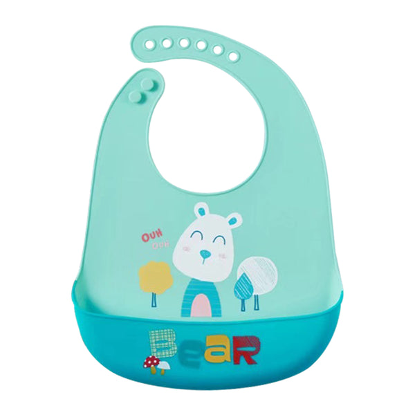Hopop Easy Clean Waterproof Silicone Crumb Food Catcher Bib 6-36 Months Cow