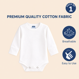 Hopop Baby Cotton Round Neck Full Sleeve Romper Pack of 1 - White