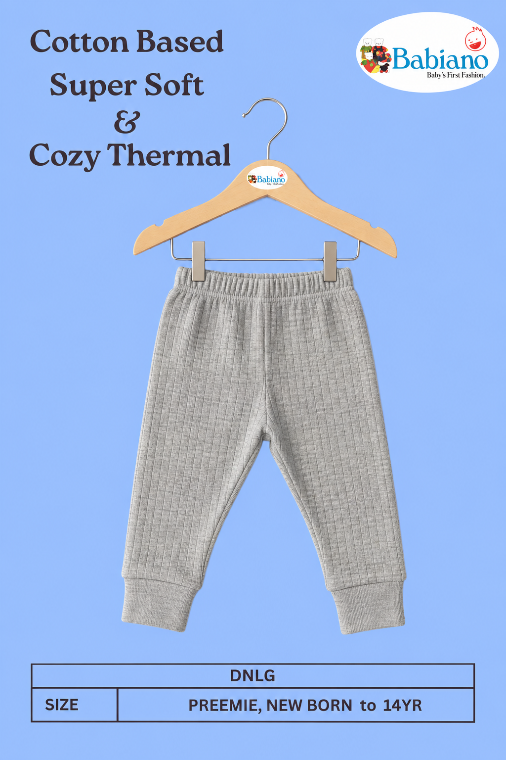Babiano Baby Winter Thermal Legging Preemie-14 Years - Grey