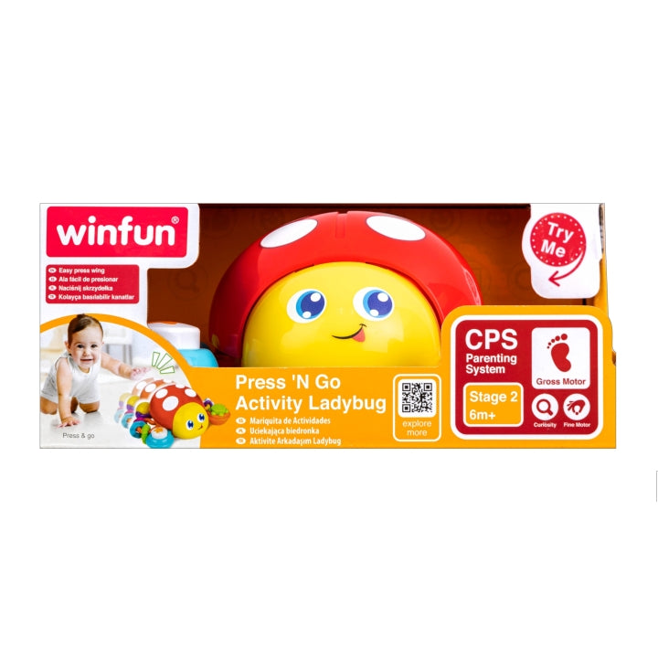 Winfun Press 'N Go Activity Ladybug Musical Crawling Toy 6M+
