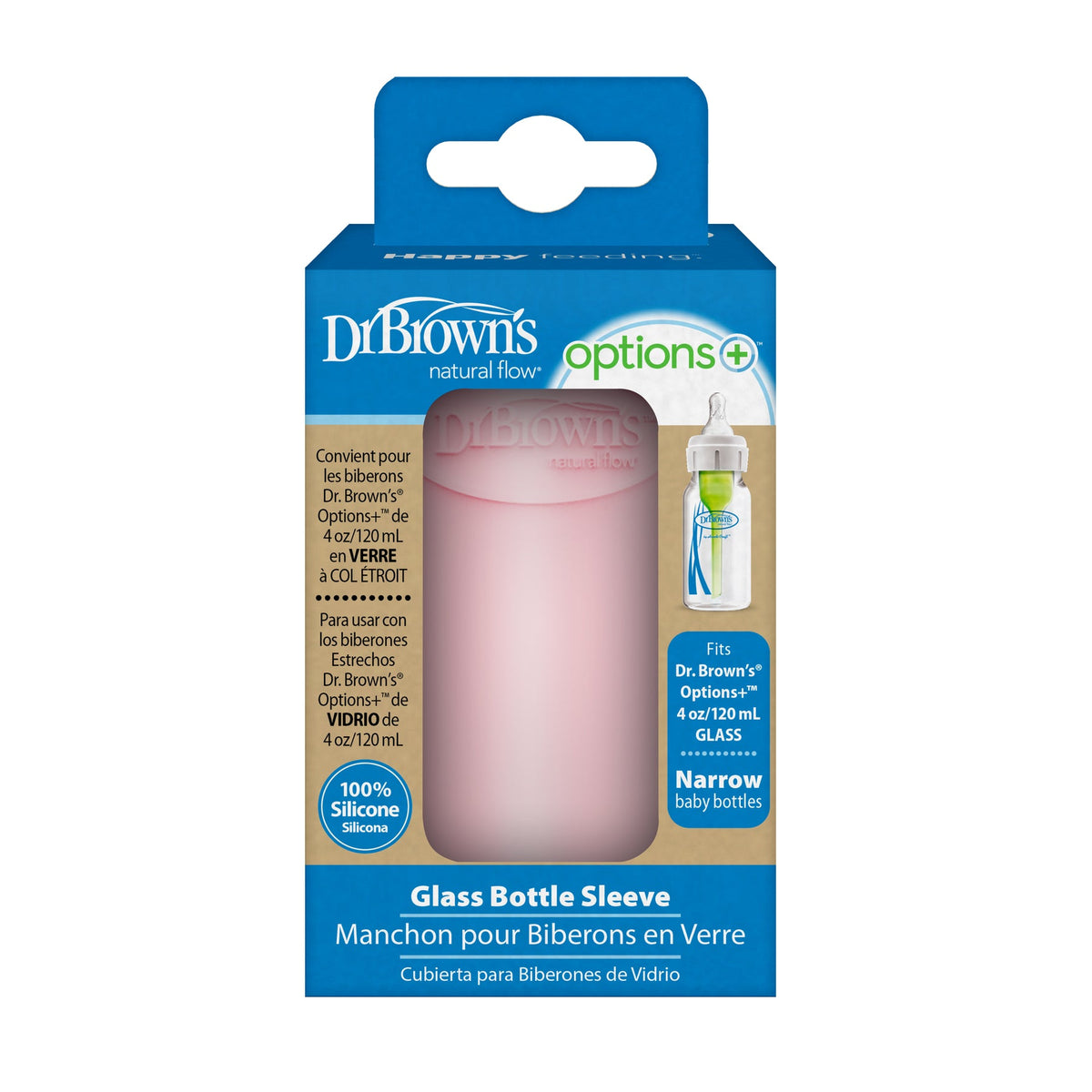 Dr. Browns Narrow Glass Bottle Sleeve Pink 120ml