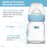 Chicco Well Being Glass Feeding Bottle 120 ml Slow Flow Blue