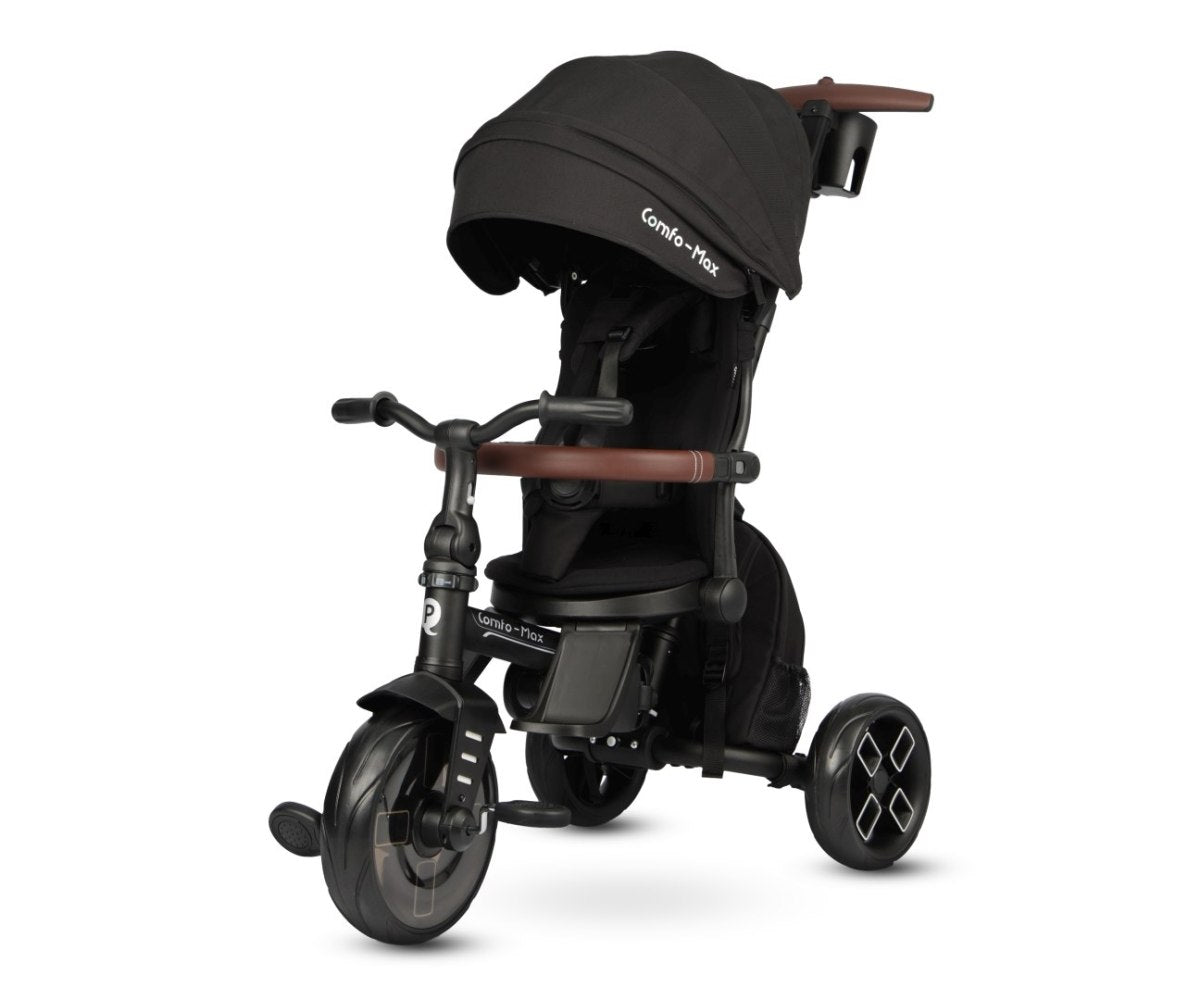 QPlay Comfo Max 7-in-1 Folding Trike With Swivel Seat Black