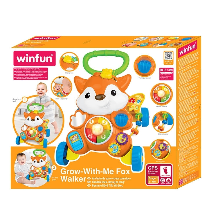 Winfun Grow-With-Me Fox 2-in-1 Musical Baby Push Walker 6–36M