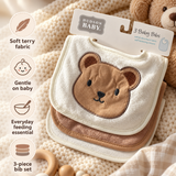 Hudson Baby Big Softies Newborn Bibs Pack of 3 Bear Fawn