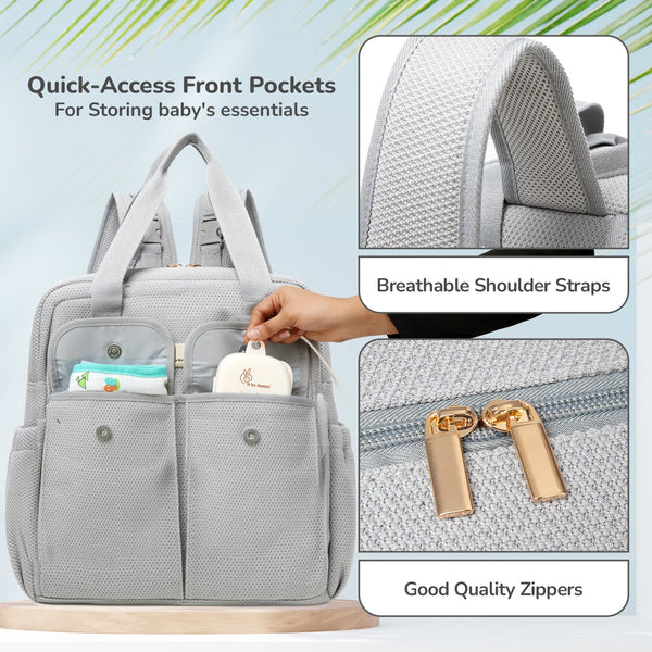 R for Rabbit Diaper Bag Caramello Breezy Grey