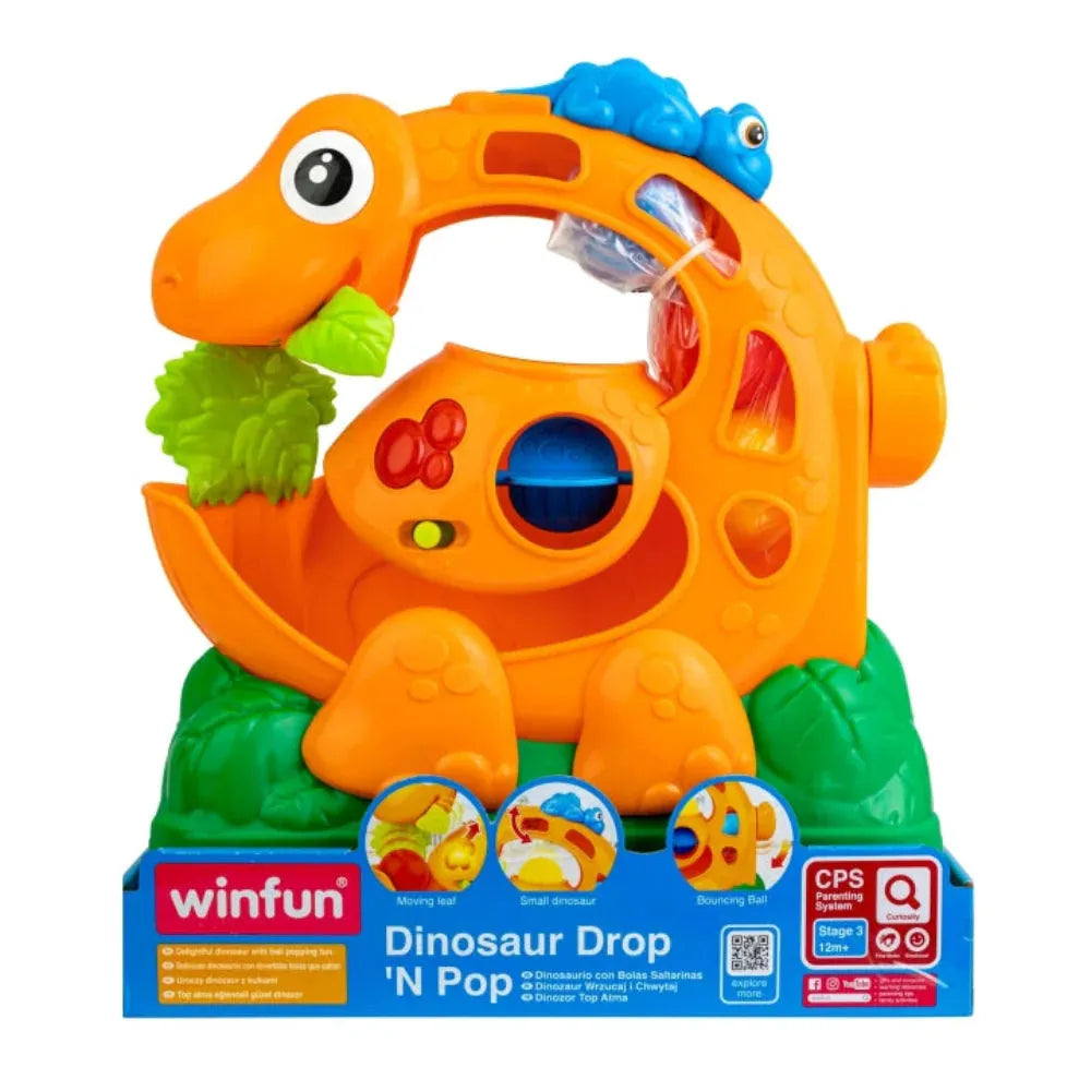 Winfun Dinosaur Drop 'N Pop Musical Ball Popping Activity Toy with 3 Balls 12M+