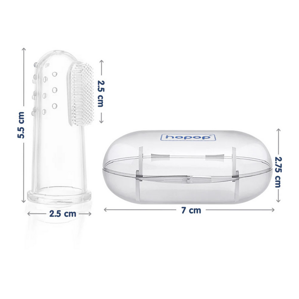 Hopop Baby Finger Toothbrush With Case White