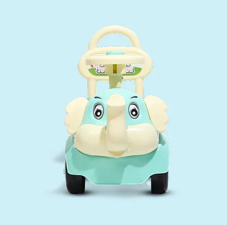 Playgro Elephant Calf Rider 23.3 × 10.5 × 18.5 Inch – Mint Blue & Ivory