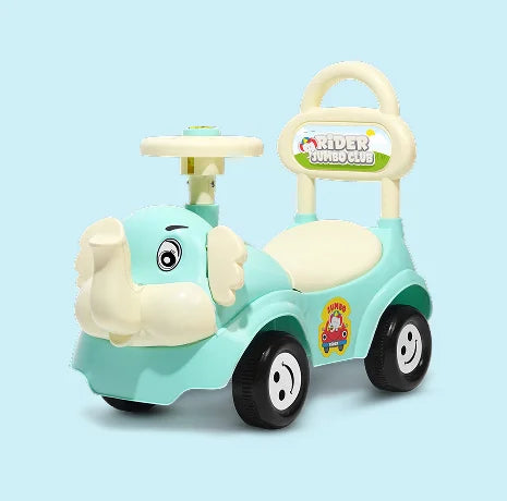 Playgro Elephant Calf Rider 23.3 × 10.5 × 18.5 Inch – Mint Blue & Ivory