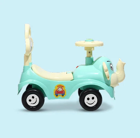 Playgro Elephant Calf Rider 23.3 × 10.5 × 18.5 Inch – Mint Blue & Ivory