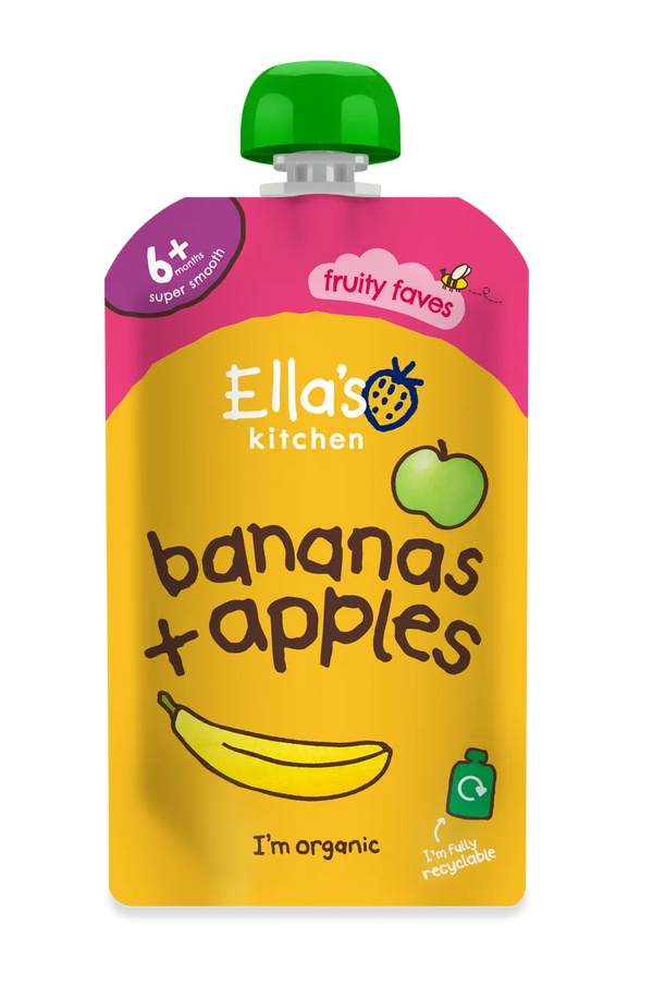 Ella’s Kitchen Organic Bananas & Apples Super Smooth Baby Puree Pouch – 6+ Months, 120g