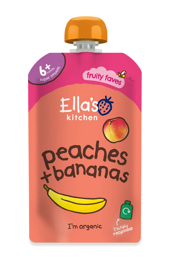 Ella’s Kitchen Organic Peaches & Bananas Baby Puree Pouch – 6+ Months, 120g