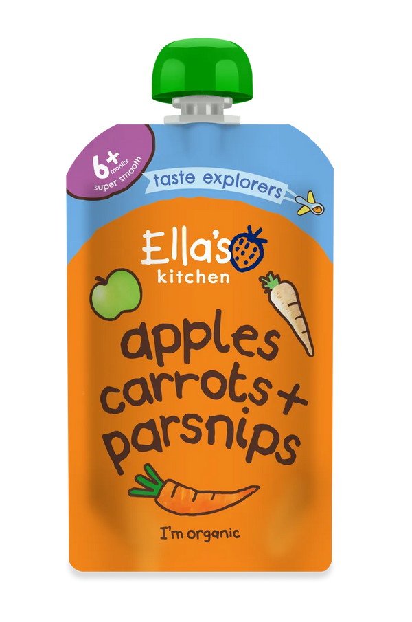 Ella’s Kitchen Organic Apples, Carrots & Parsnips Super Smooth Baby Puree Pouch – 6+ Months, 120g