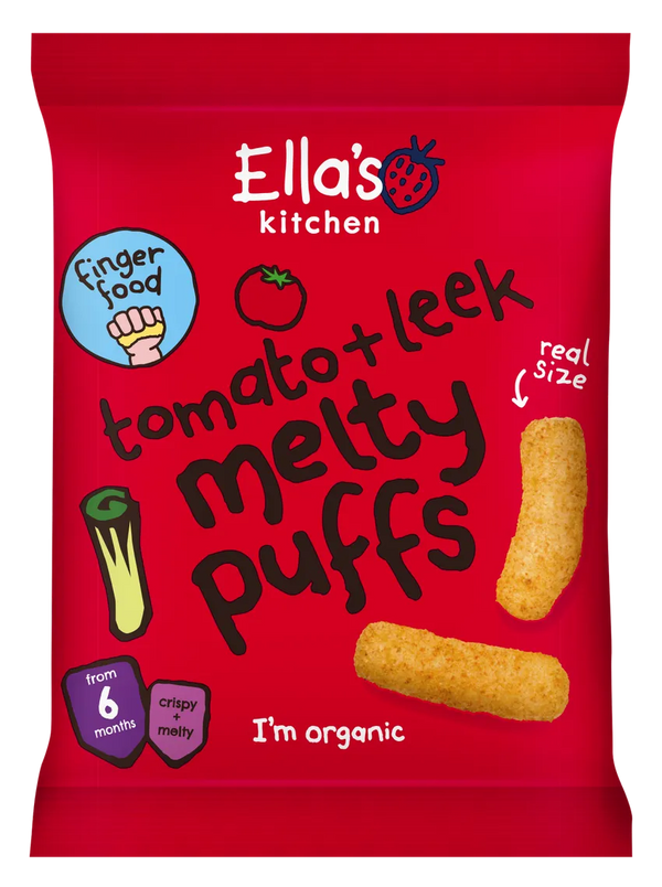 Ella’s Kitchen Organic Tomato & Leek Melty Puffs Baby Snack – 6+ Months, 20g