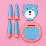YOMH Cute Bear Kids Chair With Anti-Slip Legs - Peach & Blue