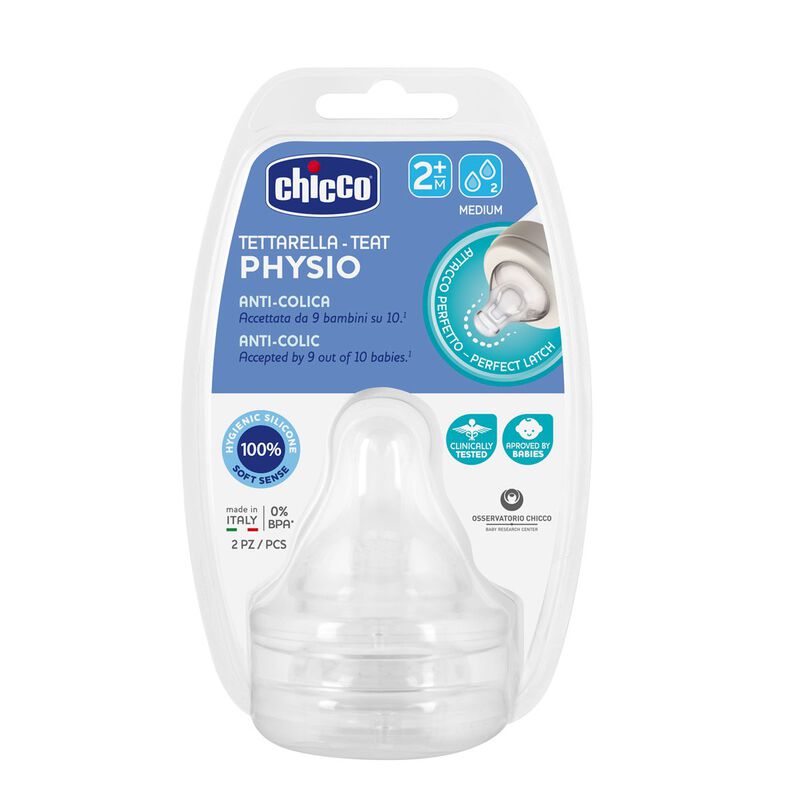 Chicco Physio Perfect5 Teats Medium Flow Pack of 2 2M+