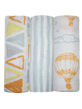 Abracadabra Cotton Muslin Swaddles Pack of 3 – Hot Air Balloon