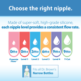 Dr. Brown’s Natural Flow Narrow Level 1 Nipple 2-Pack 0m+ Clear