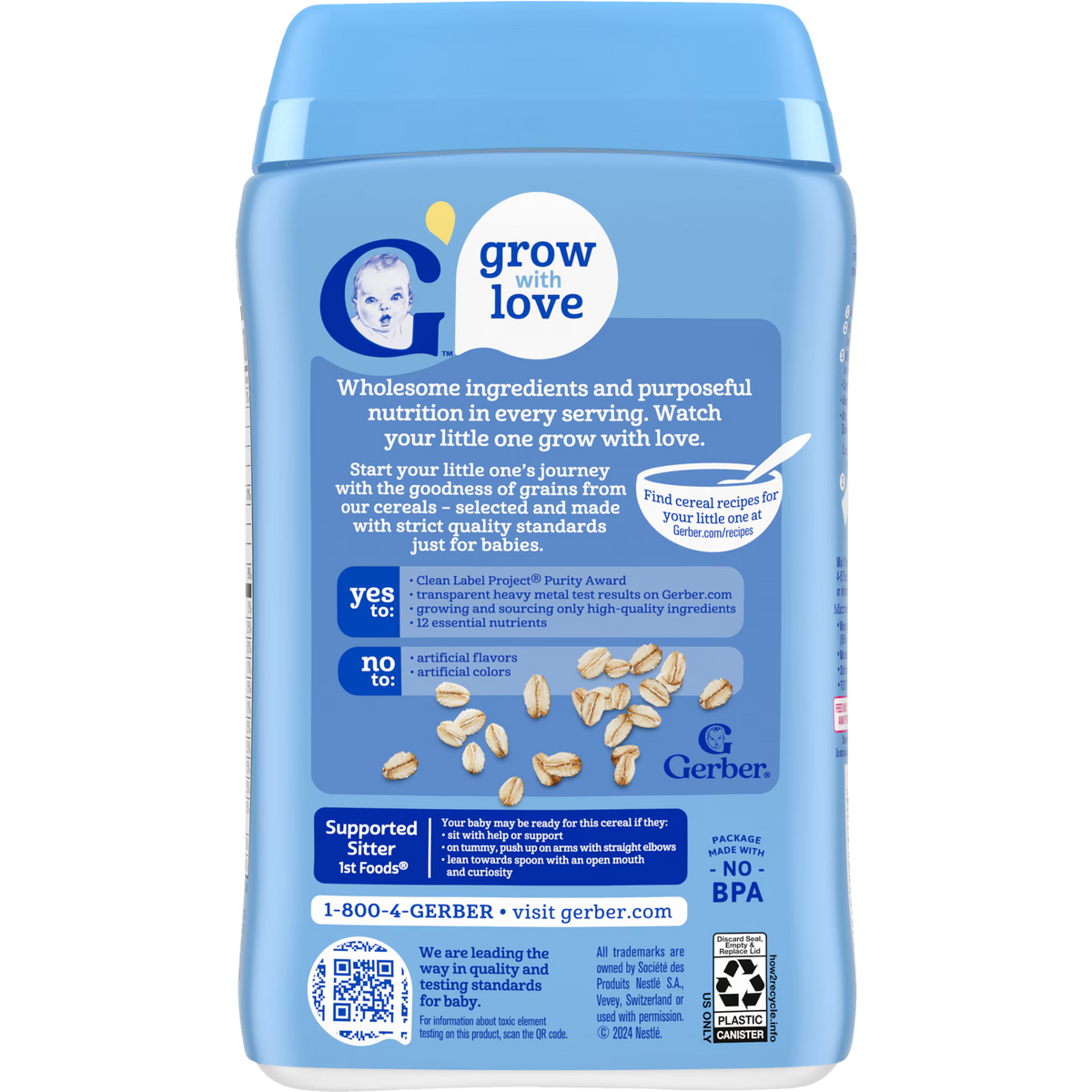 Gerber Grain & Grow Oatmeal Cereal for Babies – 227g Infant Cereal