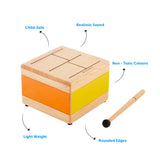 Brainsmith Square Tone Drum | Wooden Musical Toy for Babies 6M+