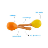Brainsmith Maracas Set of 2 5.5 × 5.5 × 15.5 cm Orange & Yellow