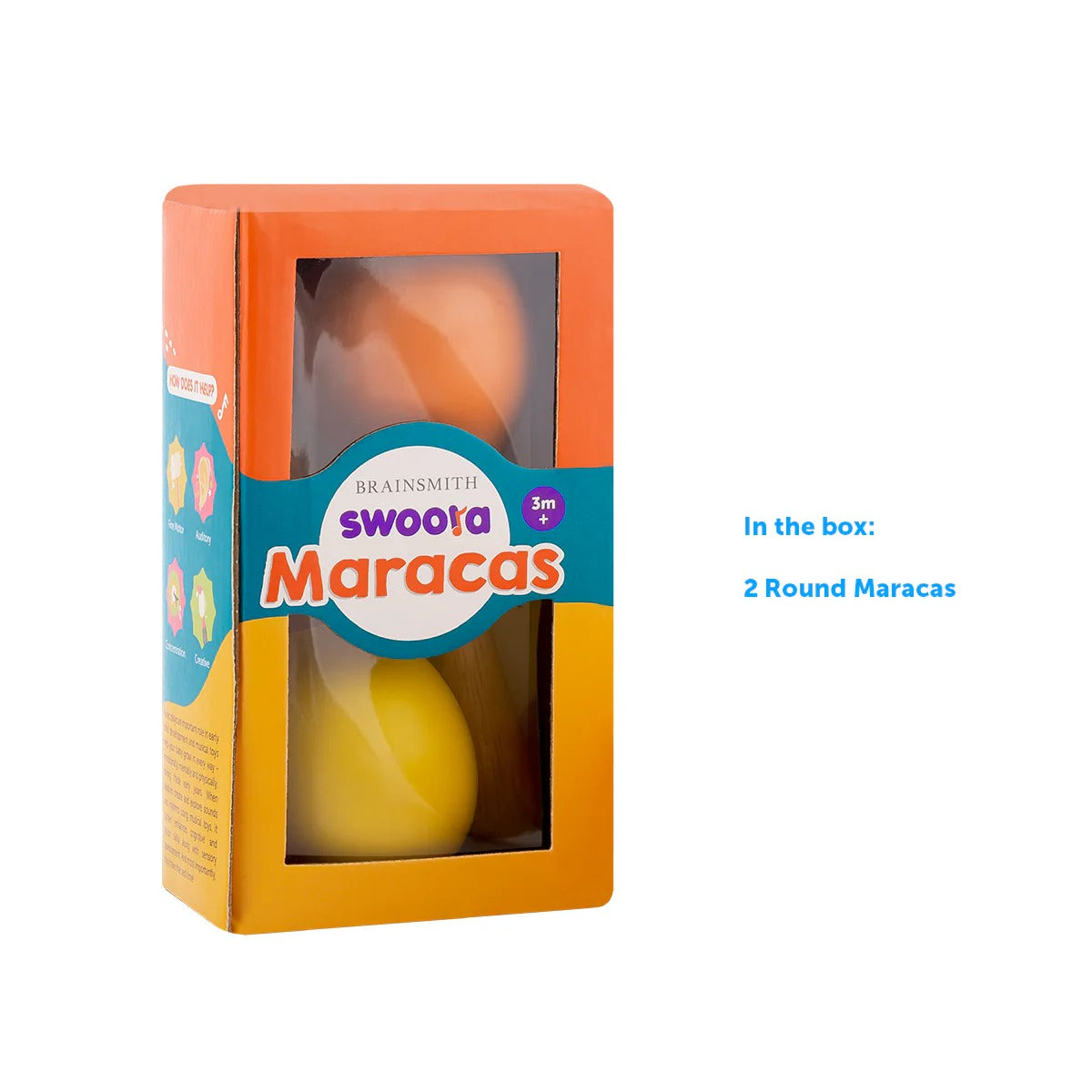 Brainsmith Maracas Set of 2 5.5 × 5.5 × 15.5 cm Orange & Yellow
