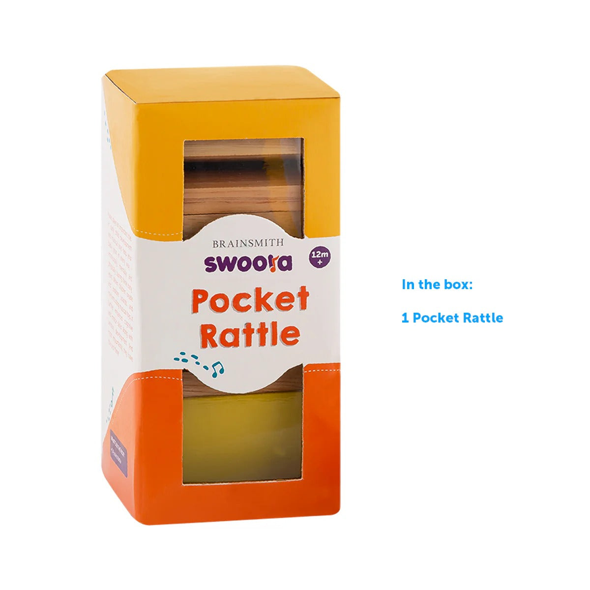 Brainsmith Pocket Rattle | Wooden Kokoriko Musical Toy 12M+