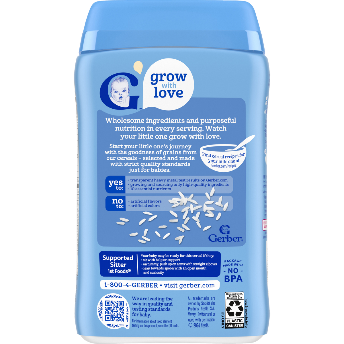 Gerber Whole Grain Rice Cereal for Babies – Single Grain Infant Cereal