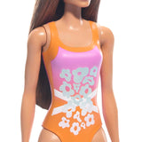 Barbie Beach Doll with Light Brown Hair & Tropical Swimsuit – Pink & Orange