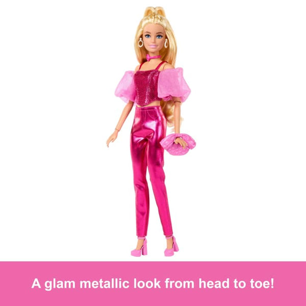 Barbie Deluxe Style Fashion Doll #5 in Metallic Pink Outfit With Corset Top