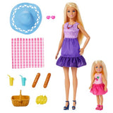 Barbie Family & Friends Picnic Playset with 2 Dolls & 9 Accessories Multicolour