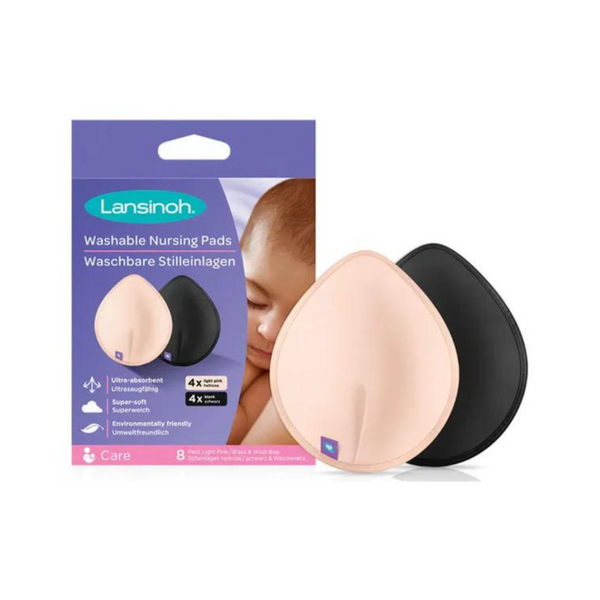Lansinoh Washable Nursing Pads Black & Pink - 8 Pieces