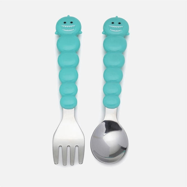 Melii Silicone Bowl with Lid & Utensils- Shark Blue
