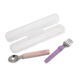 Melii Detachable Spoon & Fork With Case - Pink Spoon Purple Fork