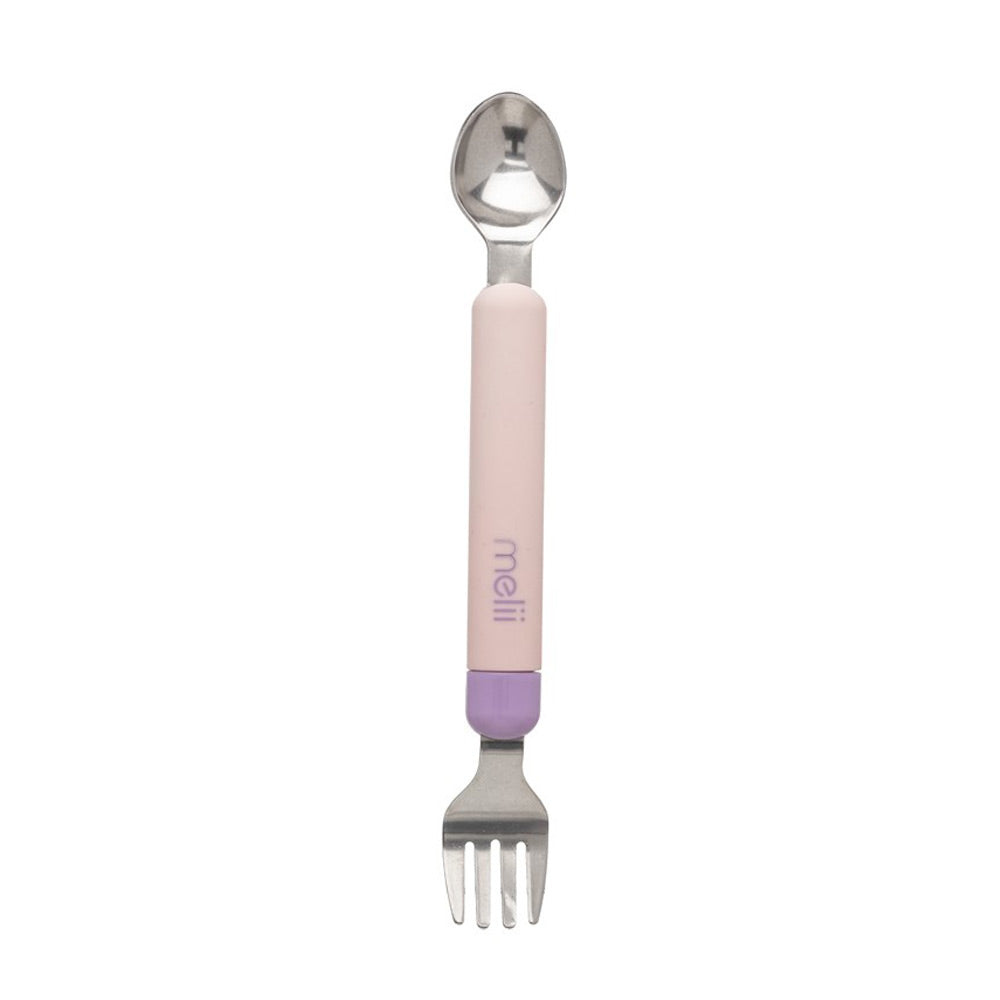Melii Detachable Spoon & Fork With Case - Pink Spoon Purple Fork