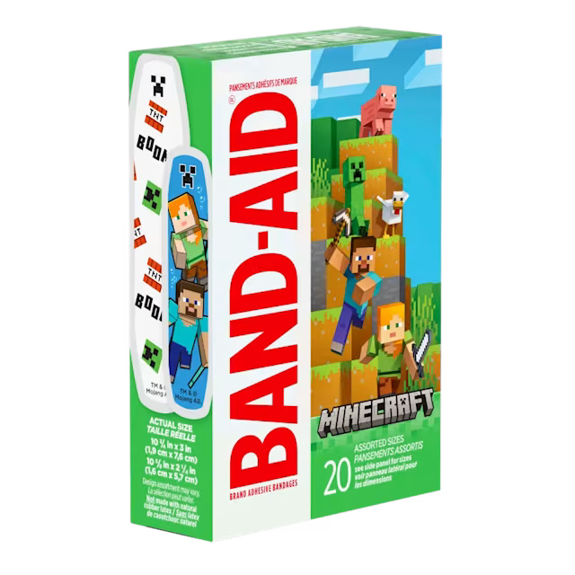 BAND-AID Brand Minecraft Adhesive Bandages 20 Count – Assorted