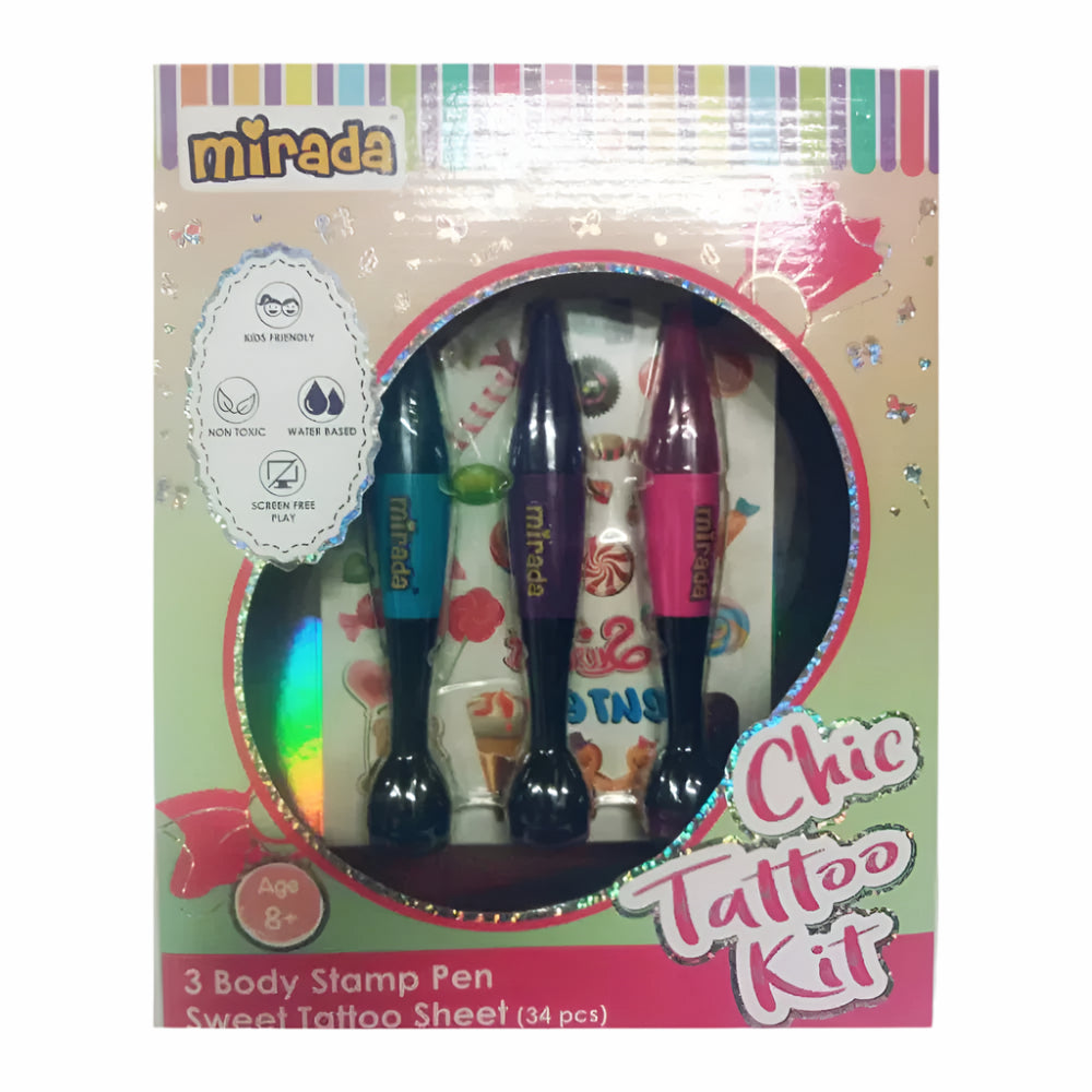 Mirada Chic Tattoo Kit 34 Pcs 8Y+ – Multicolor