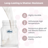 Chicco Well Being Glass Feeding Bottle 120 ml Slow Flow Neutral